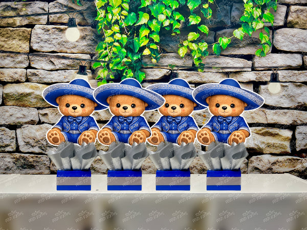 Charro Bear Baptism | Blue Charro Birthday Theme | Charro Mariachi Theme Bautizo Centerpiece | Charro Decoration | Charro Bautizo Party INDIVIDUAL