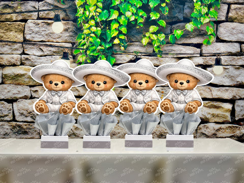 Charro Bear Baptism | Silver Charro Birthday Theme | Charro Mariachi Theme Bautizo Centerpiece | Charro Decoration | Charro Bautizo Party INDIVIDUAL