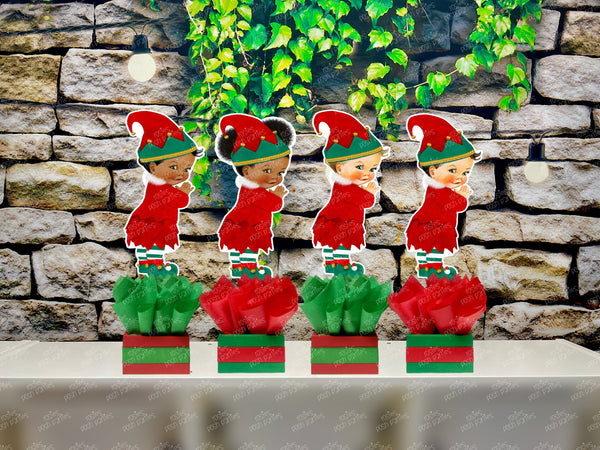 Christmas Elf | Winter Santa Baby | Gender Reveal Birthday Baby Shower Table Centerpiece INDIVIDUAL