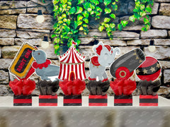Circus Birthday Theme | Carnival Theme | Circus Party Table Decoration | Red Black Circus Baby Shower | Circus Party | Carnival SET OF 6