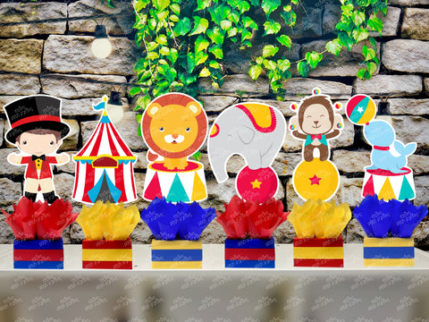 Circus Birthday Theme | Carnival Baby Shower Table Centerpiece Party Decoration SET OF 6