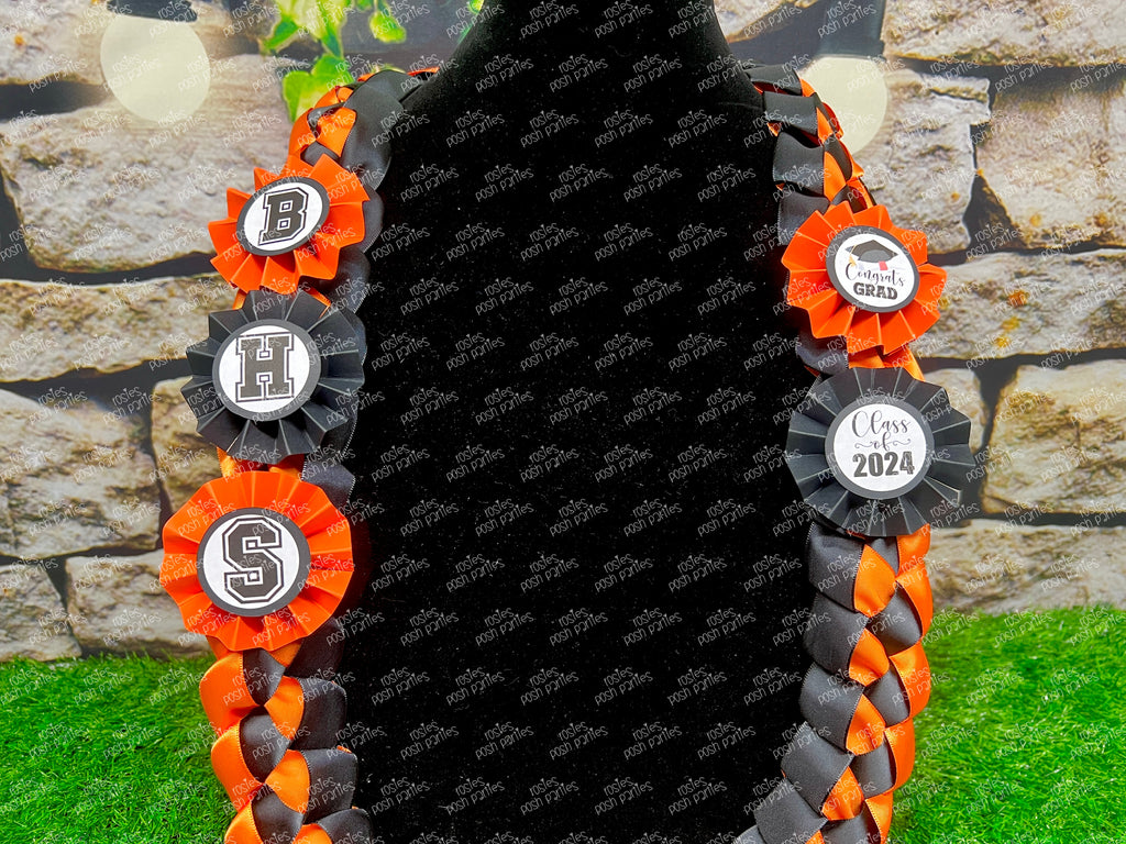 High School Graduation Lei | Senior Night Gift Lei | Braided Ribbon Lei | Graduation Ribbon Lei | College Graduate Lei | Promotion Lei