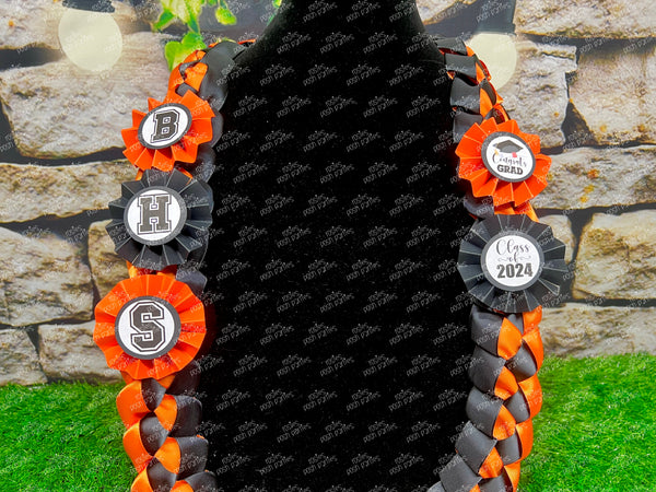 High School Graduation Lei | Senior Night Gift Lei | Braided Ribbon Lei | Graduation Ribbon Lei | College Graduate Lei | Promotion Lei