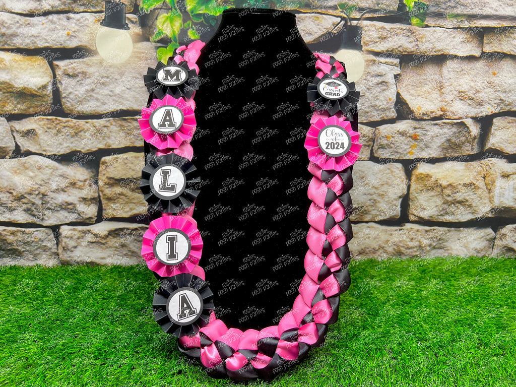 High School Graduation Lei | Senior Night Gift Lei | Braided Ribbon Lei | Graduation Ribbon Lei | College Graduate Lei | Promotion Lei
