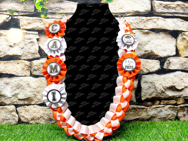 High School Graduation Lei | Senior Night Gift Lei | Braided Ribbon Lei | Graduation Ribbon Lei | College Graduate Lei | Promotion Lei