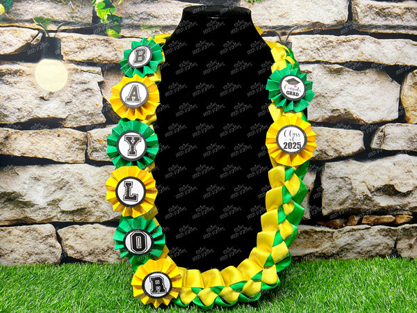 High School Graduation Lei | Senior Night Gift Lei | Braided Ribbon Lei | Graduation Ribbon Lei | College Graduate Lei | Promotion Lei