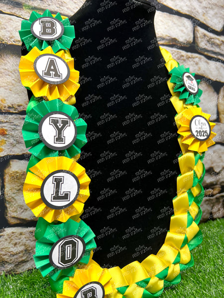 High School Graduation Lei | Senior Night Gift Lei | Braided Ribbon Lei | Graduation Ribbon Lei | College Graduate Lei | Promotion Lei