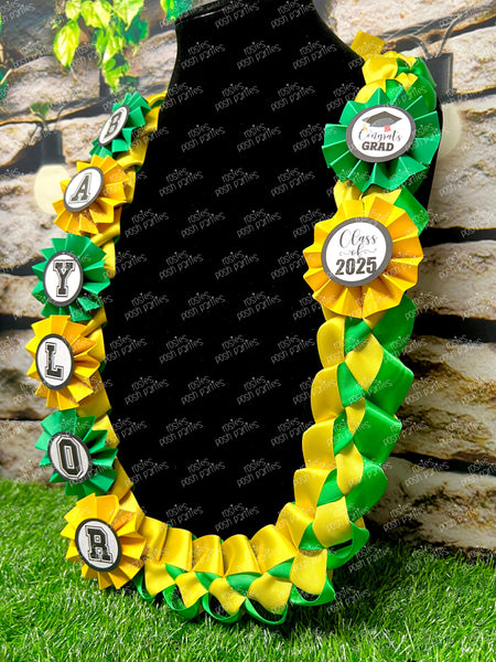 High School Graduation Lei | Senior Night Gift Lei | Braided Ribbon Lei | Graduation Ribbon Lei | College Graduate Lei | Promotion Lei