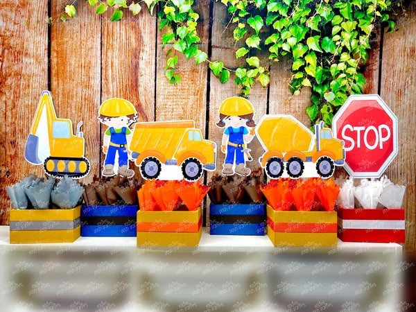 construction birthday party theme centerpiece decoration