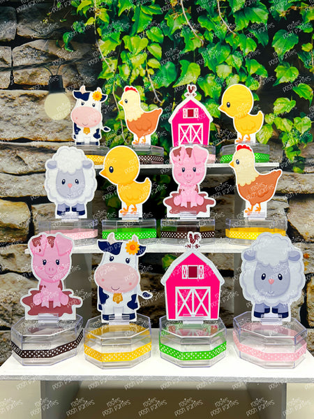 Pink Farm Theme | Farm Baby Shower | Farm Birthday | Farm Barnyard Candy Jar Favor | Party Favor | Farm Theme Dcoration | Barnyard SET OF 12