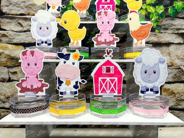 Pink Farm Theme | Farm Baby Shower | Farm Birthday | Farm Barnyard Candy Jar Favor | Party Favor | Farm Theme Dcoration | Barnyard SET OF 12