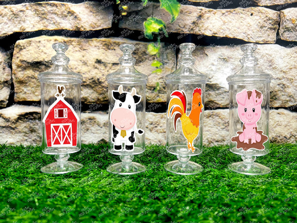 Farm Theme | Farm birthday party Favor | Farm Animal Favors | Birthday Farm Apothecary Favor Jar | Apothecary Farm Theme Party SET OF 12