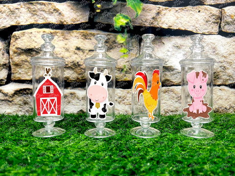 Farm Theme | Farm birthday party Favor | Farm Animal Favors | Birthday Farm Apothecary Favor Jar | Apothecary Farm Theme Party SET OF 12