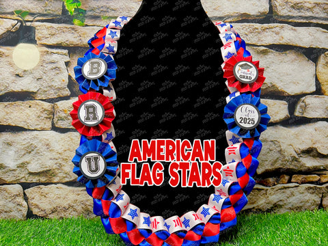 Graduation Lei | American Flag Lei | Senior Night Gift Lei | Braided Ribbon Lei | Graduation Ribbon Lei | Graduate Lei | American Lei