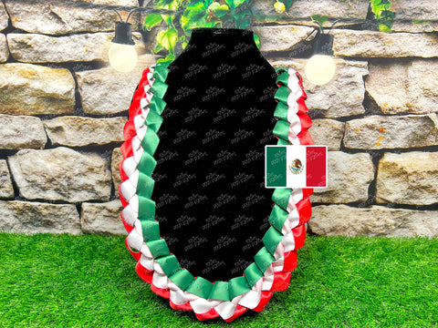 Graduation Lei | Mexico Flag Lei | Senior Night Gift Lei | Braided Ribbon Lei | Graduation Ribbon Lei | Graduate Lei | Country Lei