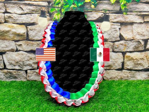 Graduation Lei | Mexico USA Flag Lei | Senior Night Gift Lei | Braided Ribbon Lei | Graduation Ribbon Lei | Graduate Lei | Country Lei