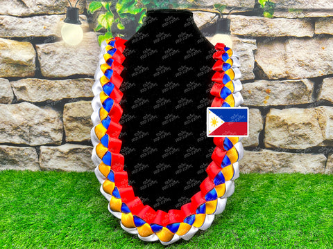 Graduation Lei | Philippines Flag Lei | Senior Night Gift Lei | Braided Ribbon Lei | Graduation Ribbon Lei | Graduate Lei | Country Lei