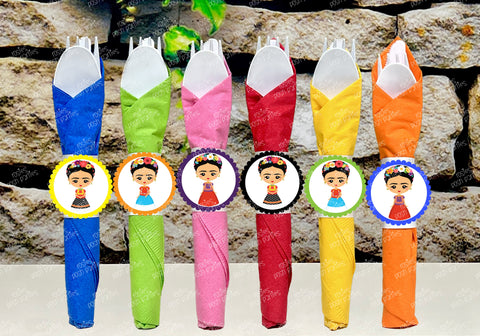 Frida Birthday Theme | Fiesta Mexicana Utensil | Frida Baby Shower Decor | Birthday Party Favor Utensil | Flatware Favors | Patrol SET OF 12