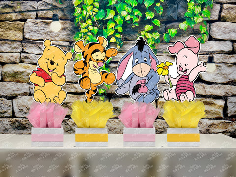 Winnie the Pooh Girl Birthday or Pink Baby Shower Theme Centerpiece Decoration SET OF 4