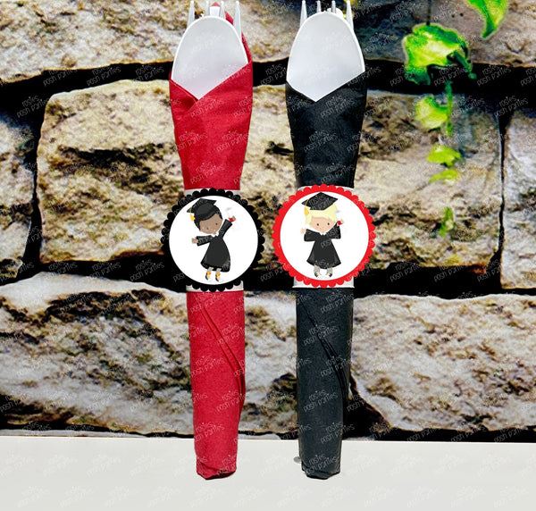 Graduation Theme | Graduation Party Favor | Graduation Napkin Wrapped Utensil Sets | Congrats Grad College University High School Favors