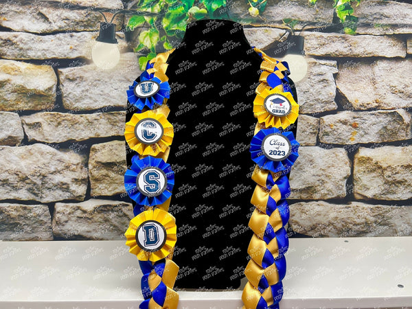 High School Graduation Lei | Senior Night Gift Lei | Braided Ribbon Lei | Graduation Ribbon Lei | College Graduate Lei | Promotion Lei