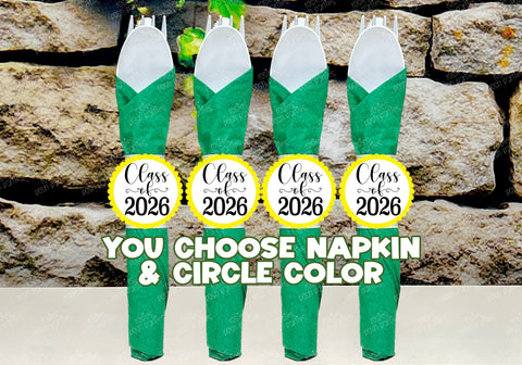 Green Yellow Graduation Theme | Grad Night Party | Graduation Party Favor | Napkin Wrapped Utensil Kits | Hight School College University Class of 2026
