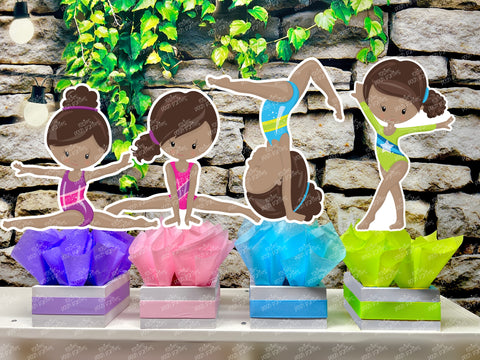 Afro Gymnast Birthday Theme | Gym Centerpiece Decoration | Gymnastics Party | Gymnastics Theme | Gymnast Acrobatics Decoration | Gym SET OF 4