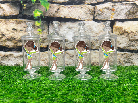 Girl Gymnast theme | Gym Theme | Acrobatics Birthday | Gym Apothecary Jar | Gym Theme | Gym Jungle | Birthday Party Favor SET OF 12