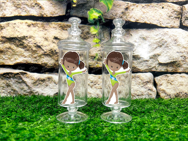 Girl Gymnast theme | Gym Theme | Acrobatics Birthday | Gym Apothecary Jar | Gym Theme | Gym Jungle | Birthday Party Favor SET OF 12