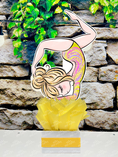 Blonde Gymnastics Party | Gym Centerpiece Decoration | Gymnast Birthday Theme | Gymnastics Theme | Gymnast Acrobatics Decoration | Gym SET OF 4