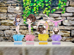 Brown Gymnastics Party | Gym Centerpiece Decoration | Gymnast Birthday Theme | Gymnastics Theme | Gymnast Acrobatics Decoration | Gym SET OF 4