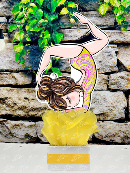 Brown Gymnastics Party | Gym Centerpiece Decoration | Gymnast Birthday Theme | Gymnastics Theme | Gymnast Acrobatics Decoration | Gym INDIVIDUAL