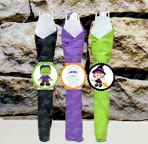 Halloween Theme Birthday Party | Halloween Favors | Halloween Wrapped Utensil Favors | Holiday Halloween Party Decor | Halloween SET OF 12