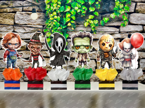 Halloween Horror Movie Theme Centerpiece Decoration | Halloween Party Table Decoration SET OF 6
