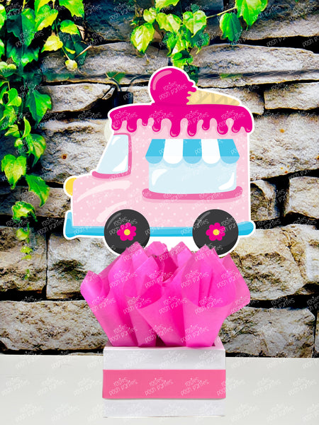 Ice Cream Sundae Theme | Ice Cream Truck Birthday or Baby Shower Table Centerpiece Decoration SET OF 4
