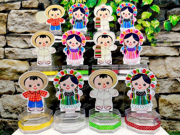 Mexican Rag Doll Theme | Mexican Doll Party | Fiesta Mexicana Party | Guarecita Doll | Mexican Handmade Maria | Candy Jar Favor SET OF 12