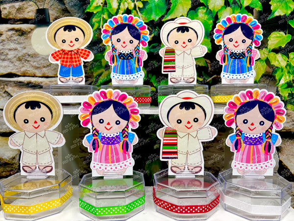 Mexican Rag Doll Theme | Mexican Doll Party | Fiesta Mexicana Party | Guarecita Doll | Mexican Handmade Maria | Candy Jar Favor SET OF 12