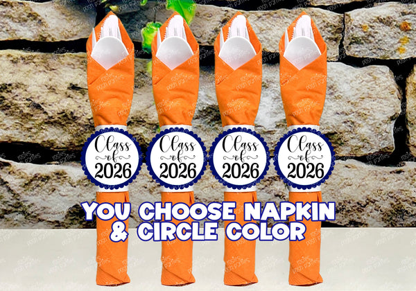 Orange Graduation Theme | Grad Night Party | Graduation Party Favor | Napkin Wrapped Utensil Kits | Hight School College University Class of 2026