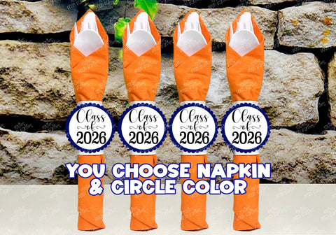 Orange Graduation Theme | Grad Night Party | Graduation Party Favor | Napkin Wrapped Utensil Kits | Hight School College University Class of 2026