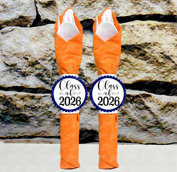 Orange Graduation Theme | Grad Night Party | Graduation Party Favor | Napkin Wrapped Utensil Kits | Hight School College University Class of 2026