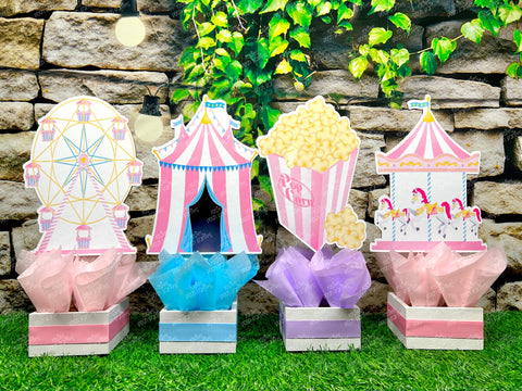 Pink Carnival Theme | Girl Circus Party | Pink Carnival Centerpiece | Girl Circus Carnival Decoration | Circus Party Centerpiece SET OF 4