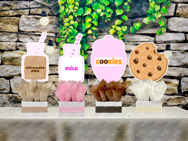 Cookies and Milk Theme | Cookies and Milk Birthday | Cookies and Milk Baby Shower | Its a girl | Cookies and Milk Party Decoration SET OF 4