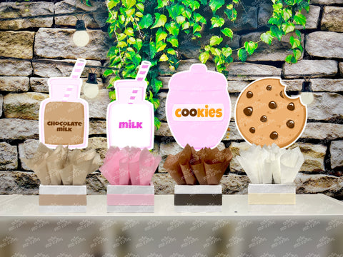 Cookies and Milk Theme | Cookies and Milk Birthday | Cookies and Milk Baby Shower | Its a girl | Cookies and Milk Party Decoration SET OF 4