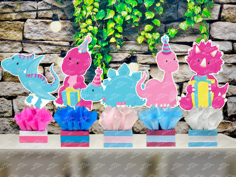Pink Dinosaur Theme | Pink Dinosaur Baby Shower | Pink Dinosaur Birthday Centerpiece Decoration | Girl Dinosaur Party Decoration SET OF 5