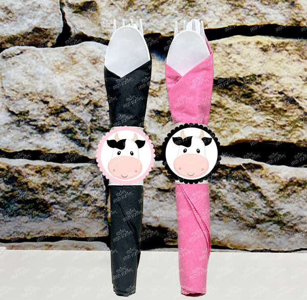 Farm Girl Pink Cow Birthday Decoration | Cow Theme | Pink Cow Farm Party Utensils | Cow Utensil | Theme Party Utensil Favors Napkin Variety