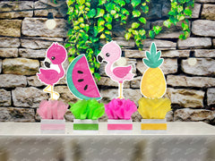 Flamingo Theme | Flamingle Bridal Shower Theme | Bride to Be Theme | Tropical Party | Pool Party | Hawaiian Luau Pool Centerpiece SET OF 4