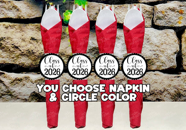 Red Graduation Theme | Grad Night Party | Graduation Party Favor | Napkin Wrapped Utensil Kits | Hight School College University Class of 2026