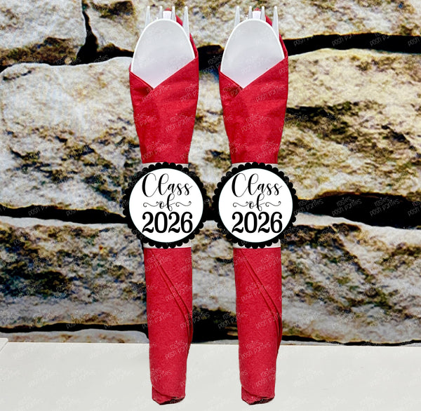 Red Graduation Theme | Grad Night Party | Graduation Party Favor | Napkin Wrapped Utensil Kits | Hight School College University Class of 2026