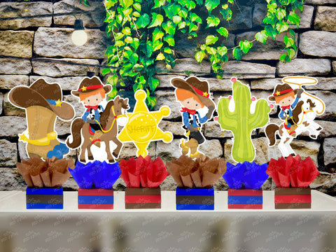 Western Cowboy Theme | Cowboy Birthday | Western Baby Shower | Red Cowboy Theme Centerpiece Decoration INDIVIDUAL
