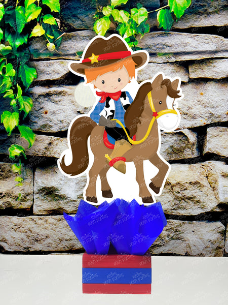 Western Cowboy Theme | Cowboy Birthday | Western Baby Shower | Red Cowboy Theme Centerpiece Decoration INDIVIDUAL